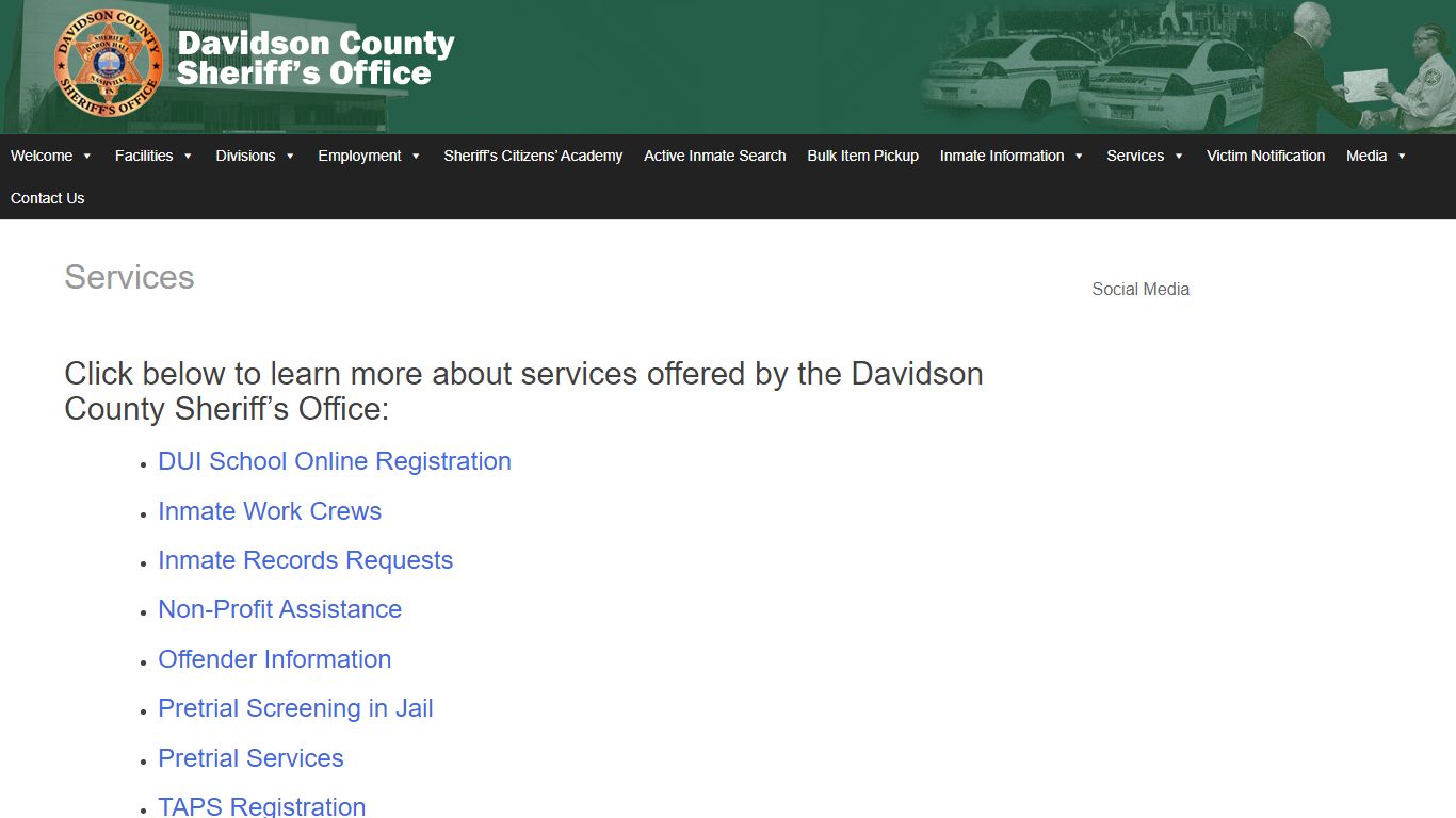 Services – Davidson County Sheriff – Nashville Tennessee